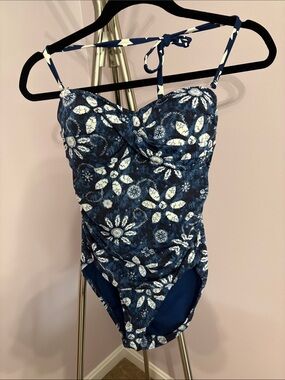 Bleu Rod Beattie Navy Floral Women's One-Piece Swimsuit